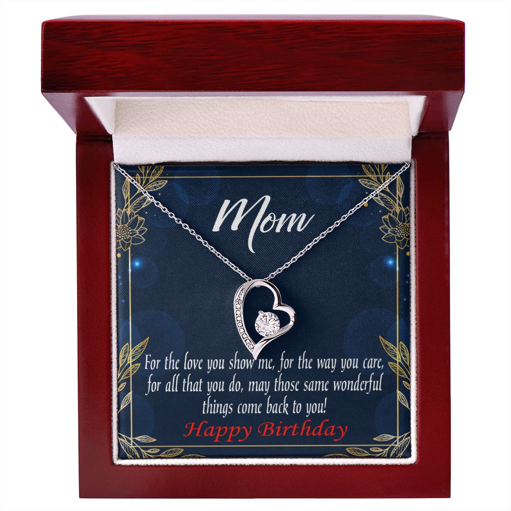 To Mom Birthday Message Wonderful Things Forever Necklace w Message Card-Express Your Love Gifts