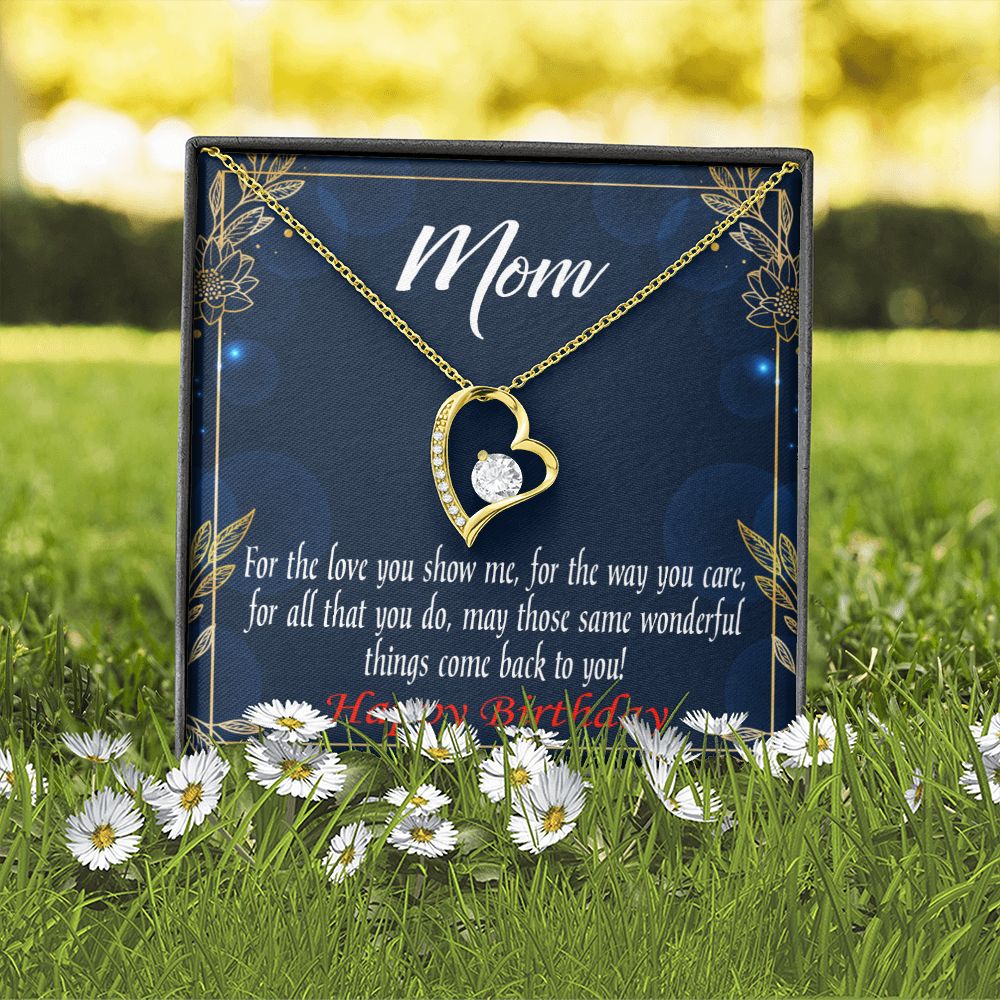 To Mom Birthday Message Wonderful Things Forever Necklace w Message Card-Express Your Love Gifts