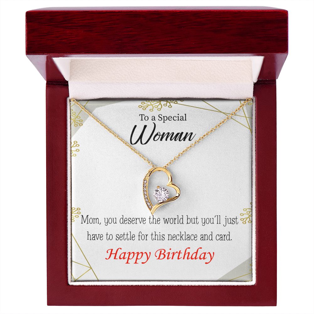 To Mom Birthday Message You Deserve the World Forever Necklace w Message Card-Express Your Love Gifts
