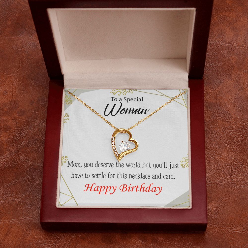 To Mom Birthday Message You Deserve the World Forever Necklace w Message Card-Express Your Love Gifts