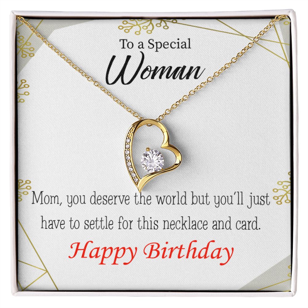 To Mom Birthday Message You Deserve the World Forever Necklace w Message Card-Express Your Love Gifts