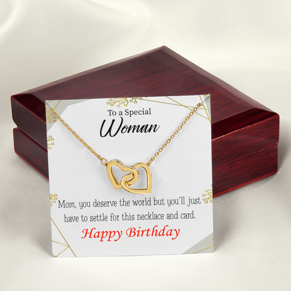 To Mom Birthday Message You Deserve the World Inseparable Necklace-Express Your Love Gifts
