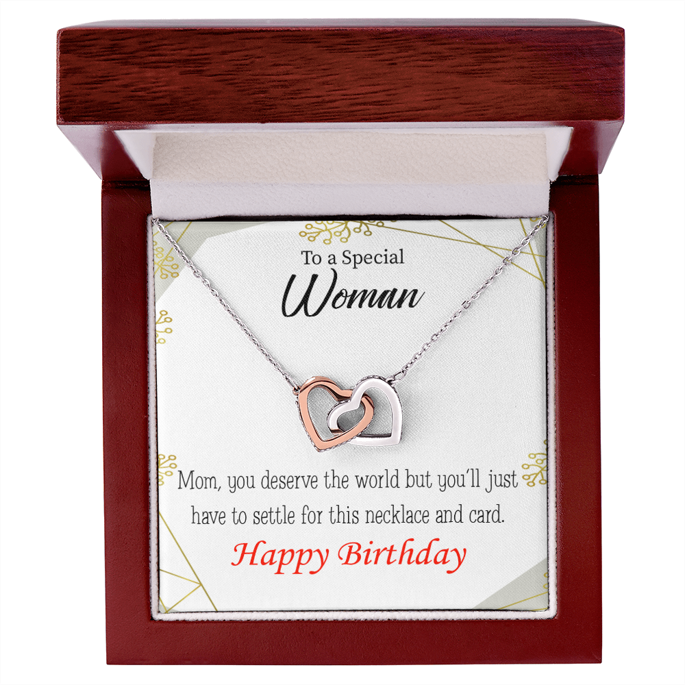 To Mom Birthday Message You Deserve the World Inseparable Necklace-Express Your Love Gifts