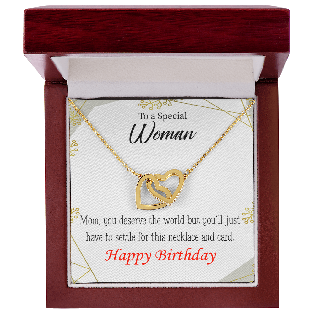 To Mom Birthday Message You Deserve the World Inseparable Necklace-Express Your Love Gifts
