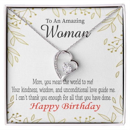 To Mom Birthday Message You Mean the World to Me Forever Necklace w Message Card-Express Your Love Gifts