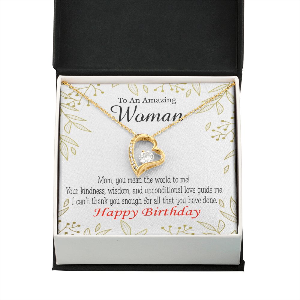 To Mom Birthday Message You Mean the World to Me Forever Necklace w Message Card-Express Your Love Gifts