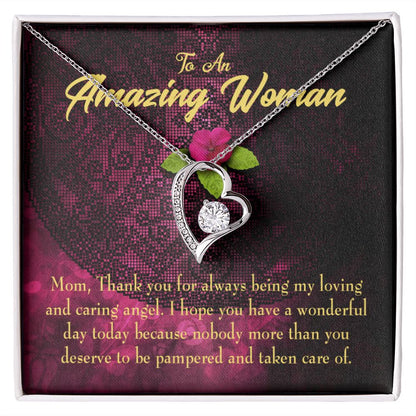 To Mom Deserved the Pamper Forever Necklace w Message Card-Express Your Love Gifts
