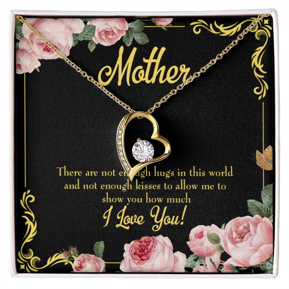 To Mom Hugs and Kisses Forever Necklace w Message Card-Express Your Love Gifts
