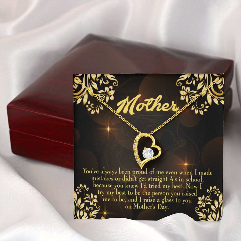 To Mom Love and Nortured Forever Necklace w Message Card-Express Your Love Gifts