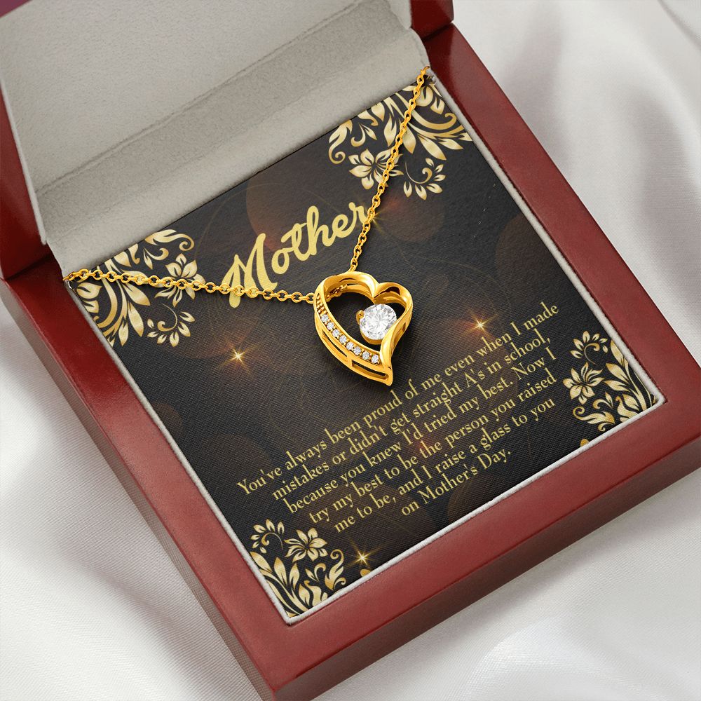 To Mom Love and Nortured Forever Necklace w Message Card-Express Your Love Gifts