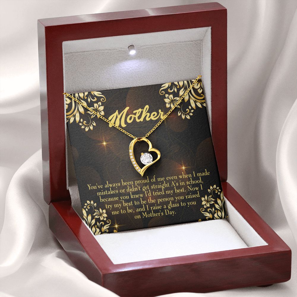 To Mom Love and Nortured Forever Necklace w Message Card-Express Your Love Gifts