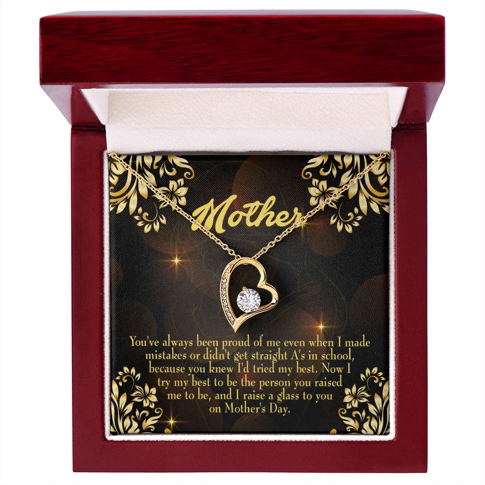 To Mom Love and Nortured Forever Necklace w Message Card-Express Your Love Gifts