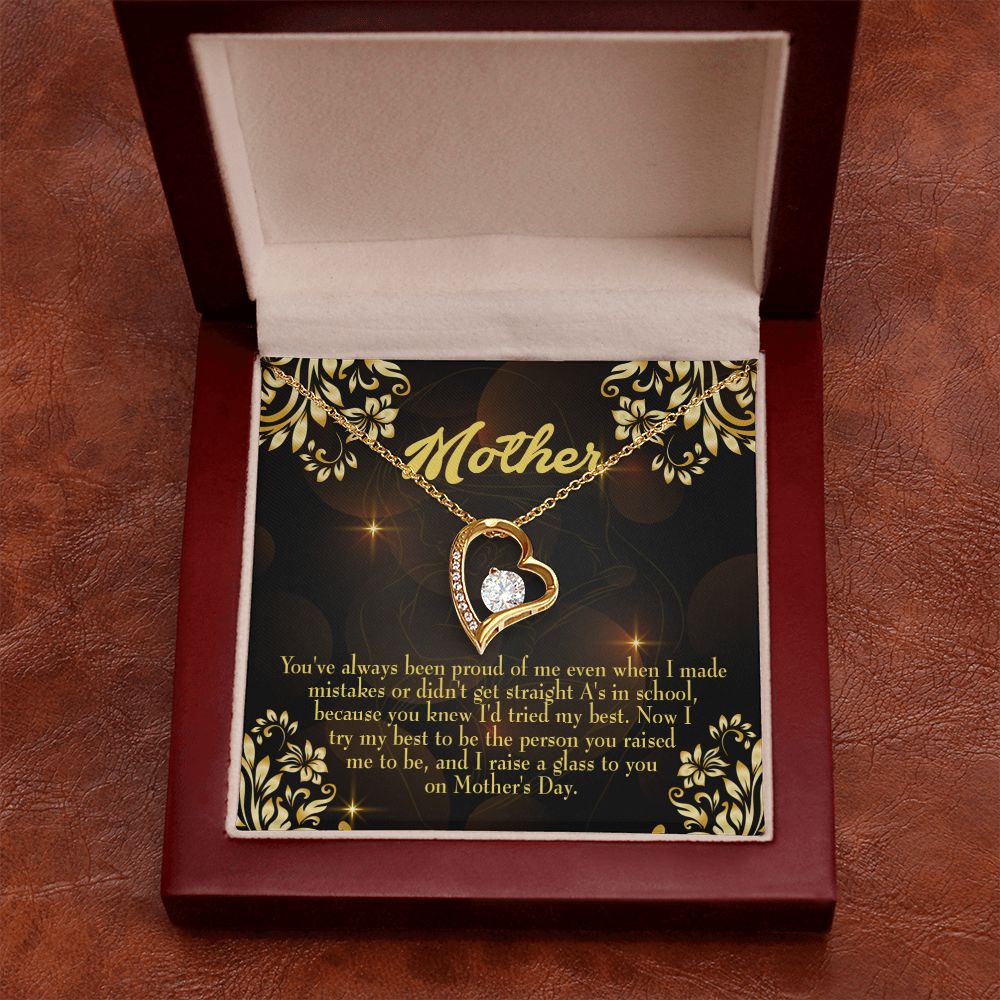 To Mom Love and Nortured Forever Necklace w Message Card-Express Your Love Gifts