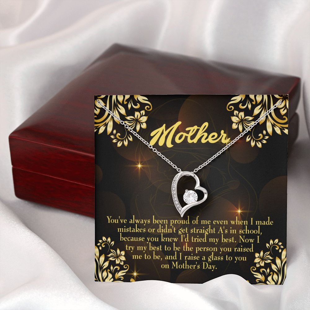 To Mom Love and Nortured Forever Necklace w Message Card-Express Your Love Gifts