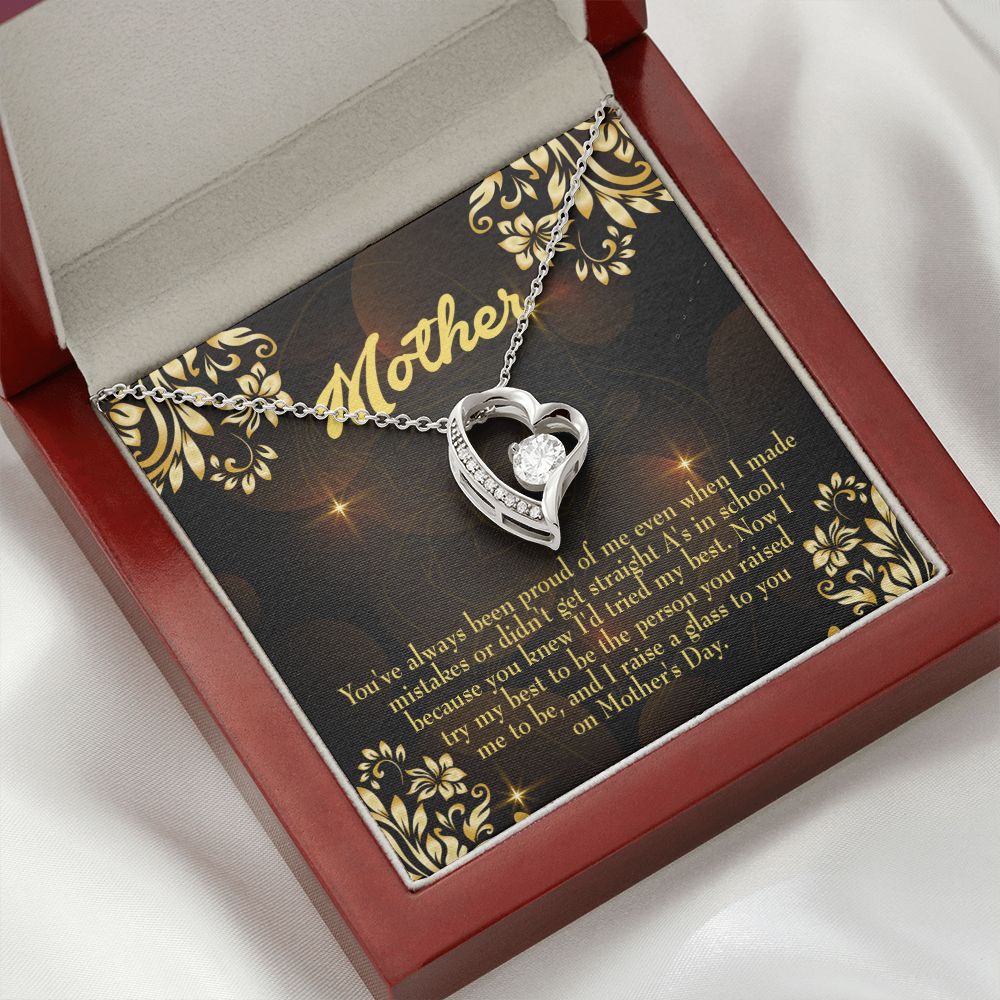 To Mom Love and Nortured Forever Necklace w Message Card-Express Your Love Gifts
