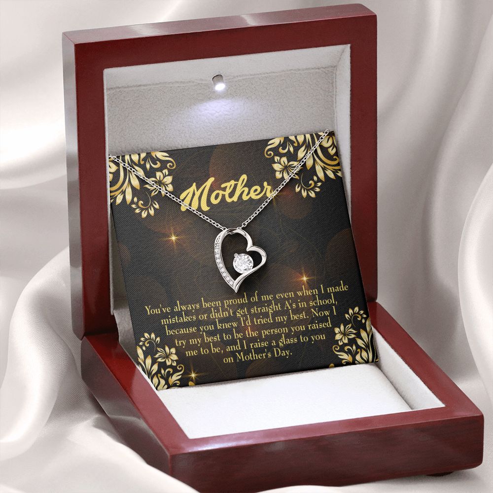 To Mom Love and Nortured Forever Necklace w Message Card-Express Your Love Gifts