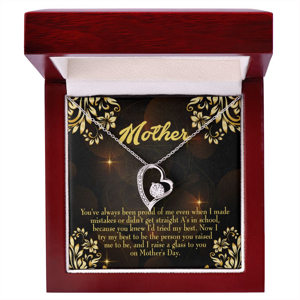 To Mom Love and Nortured Forever Necklace w Message Card-Express Your Love Gifts