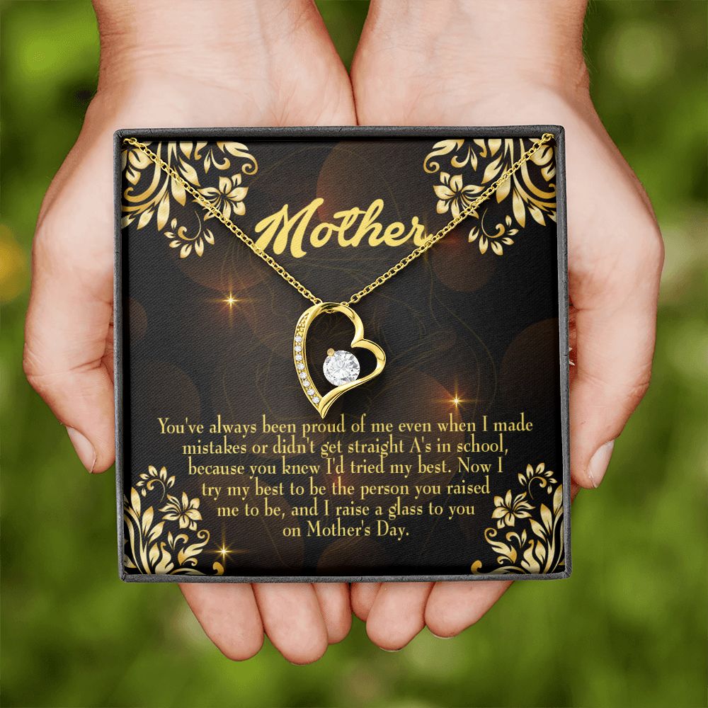 To Mom Love and Nortured Forever Necklace w Message Card-Express Your Love Gifts