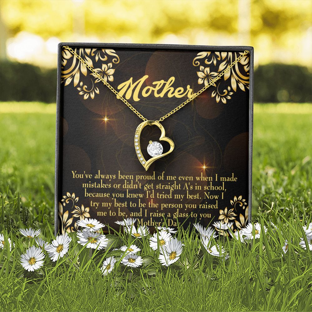 To Mom Love and Nortured Forever Necklace w Message Card-Express Your Love Gifts