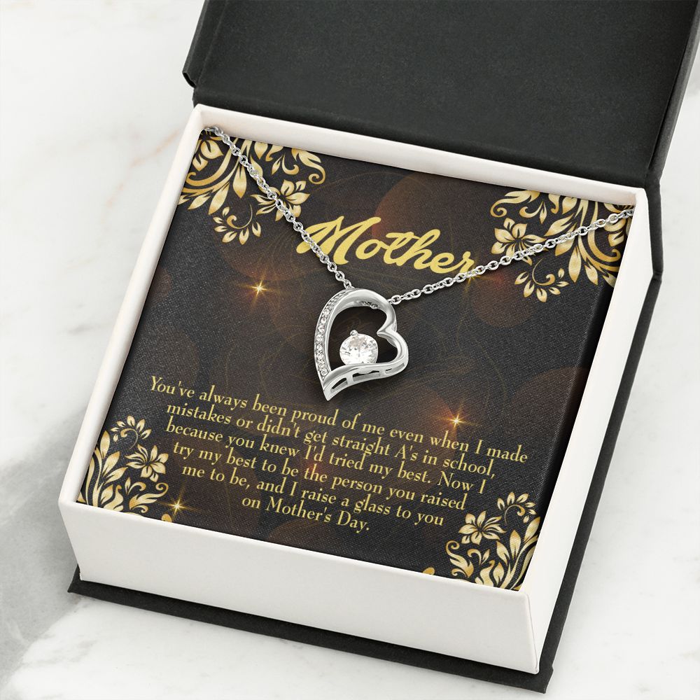 To Mom Love and Nortured Forever Necklace w Message Card-Express Your Love Gifts
