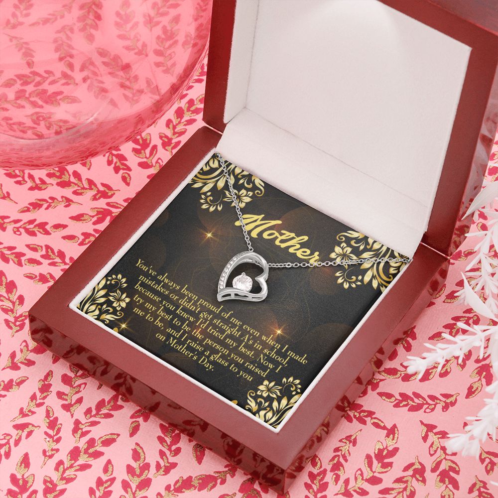To Mom Love and Nortured Forever Necklace w Message Card-Express Your Love Gifts
