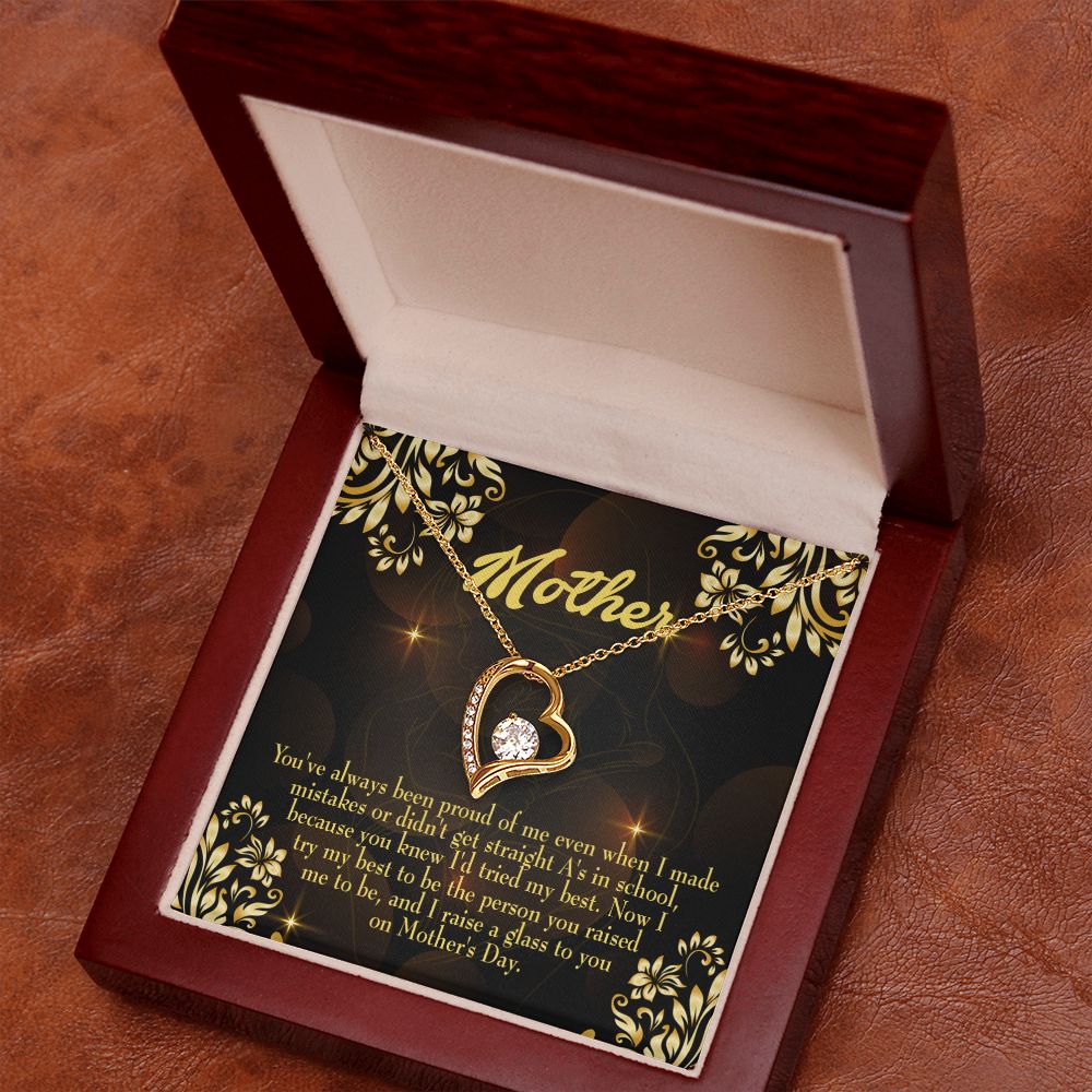 To Mom Love and Nortured Forever Necklace w Message Card-Express Your Love Gifts