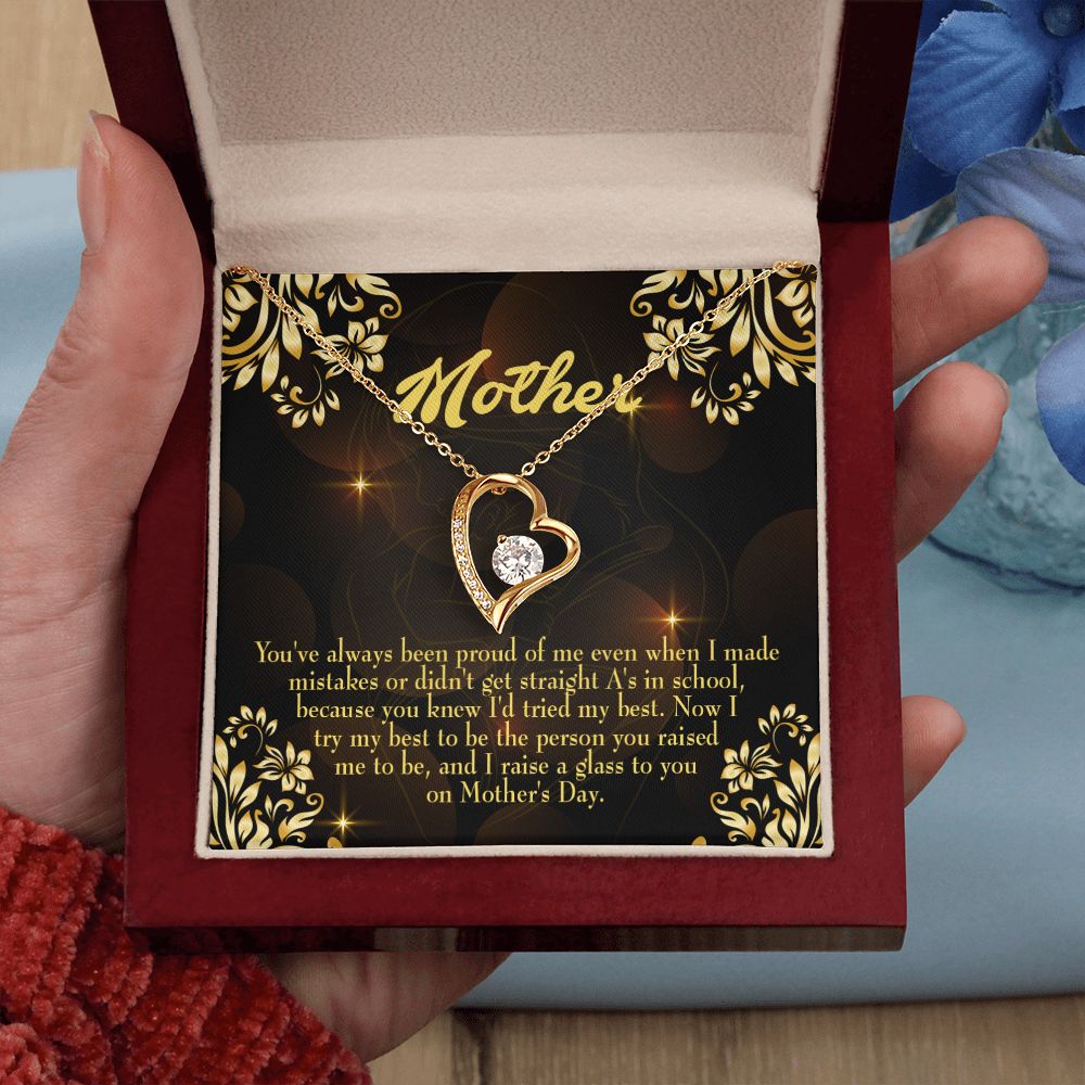 To Mom Love and Nortured Forever Necklace w Message Card-Express Your Love Gifts