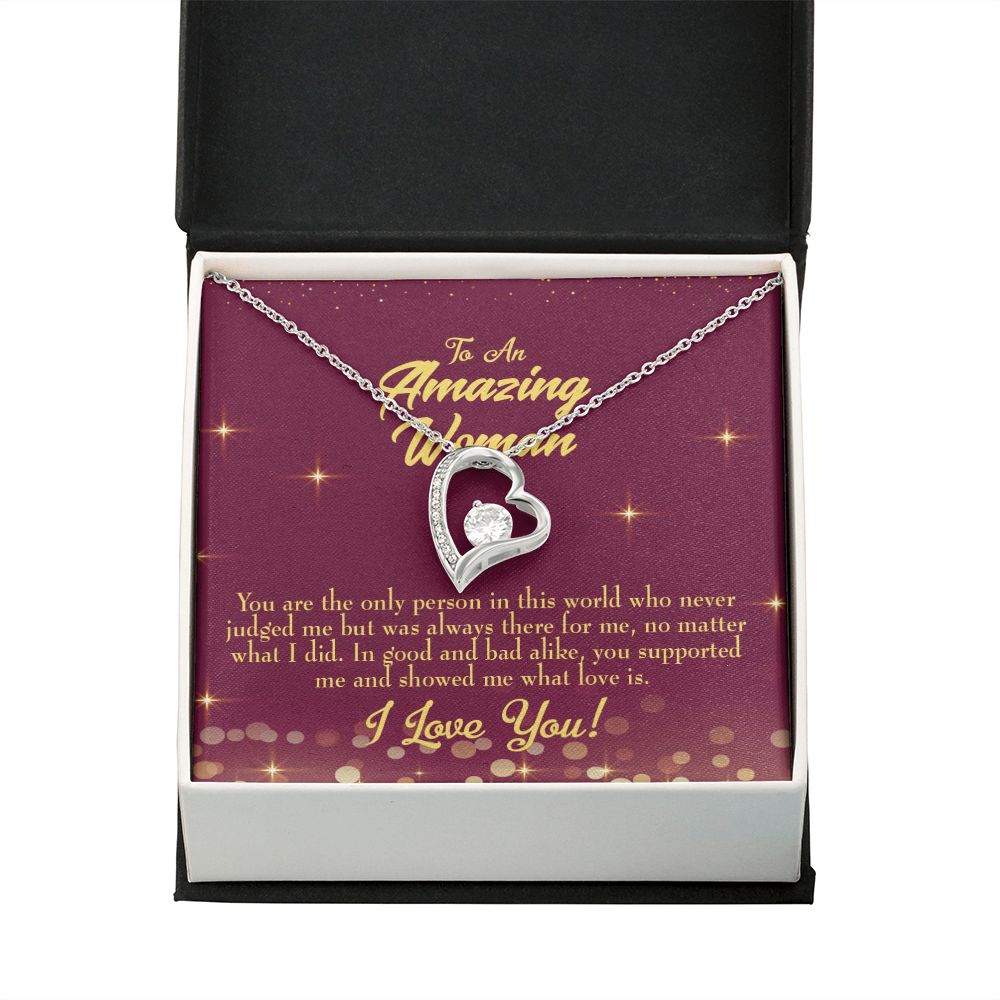 To Mom Mom Never Judged Forever Necklace w Message Card-Express Your Love Gifts