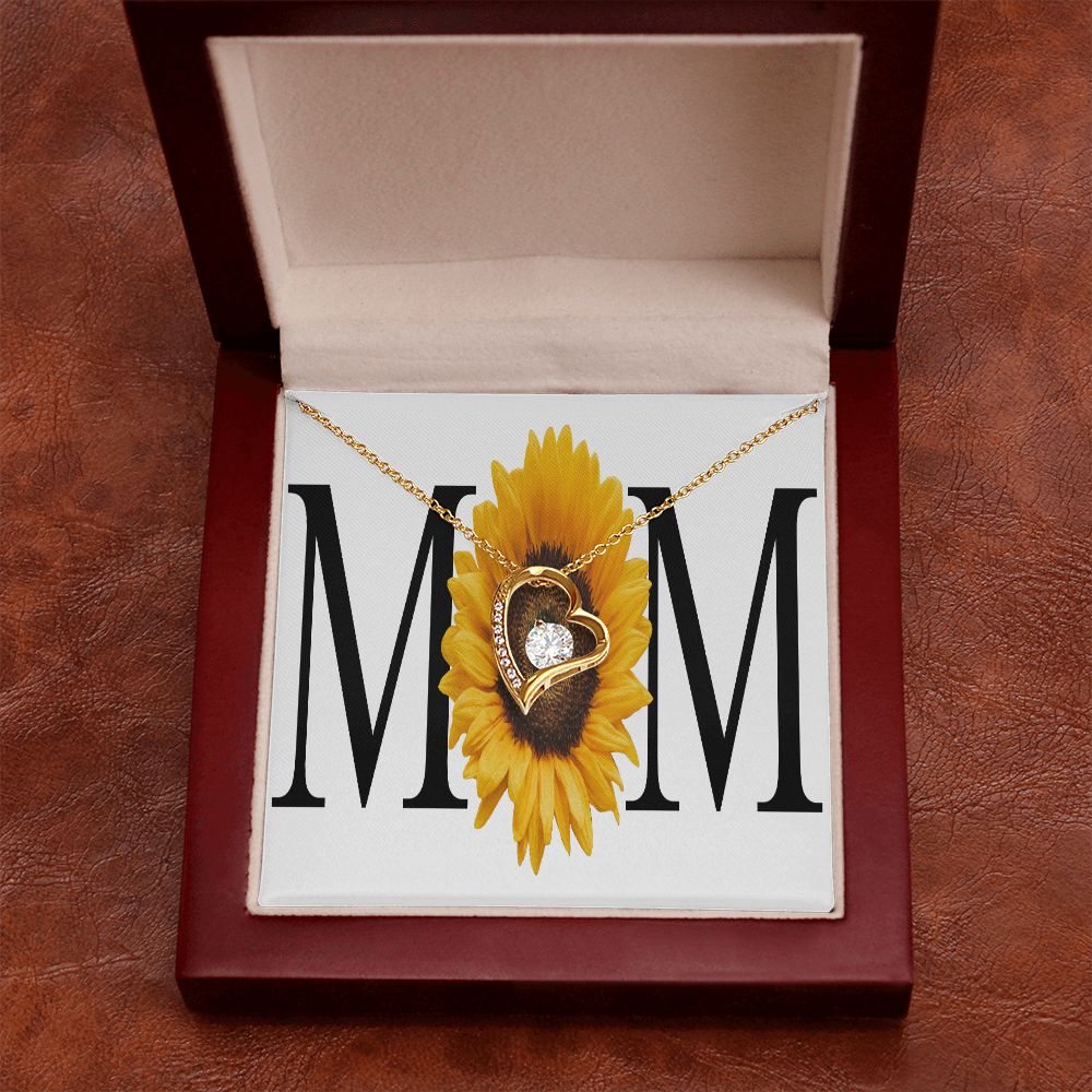 To Mom Mom Sunflower Forever Necklace w Message Card-Express Your Love Gifts