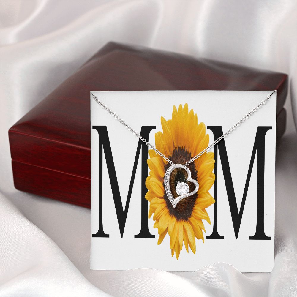To Mom Mom Sunflower Forever Necklace w Message Card-Express Your Love Gifts