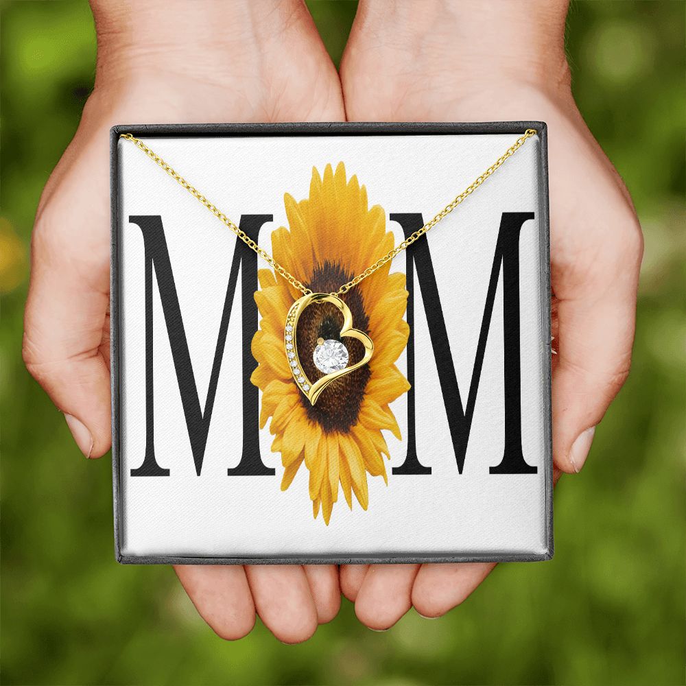 To Mom Mom Sunflower Forever Necklace w Message Card-Express Your Love Gifts