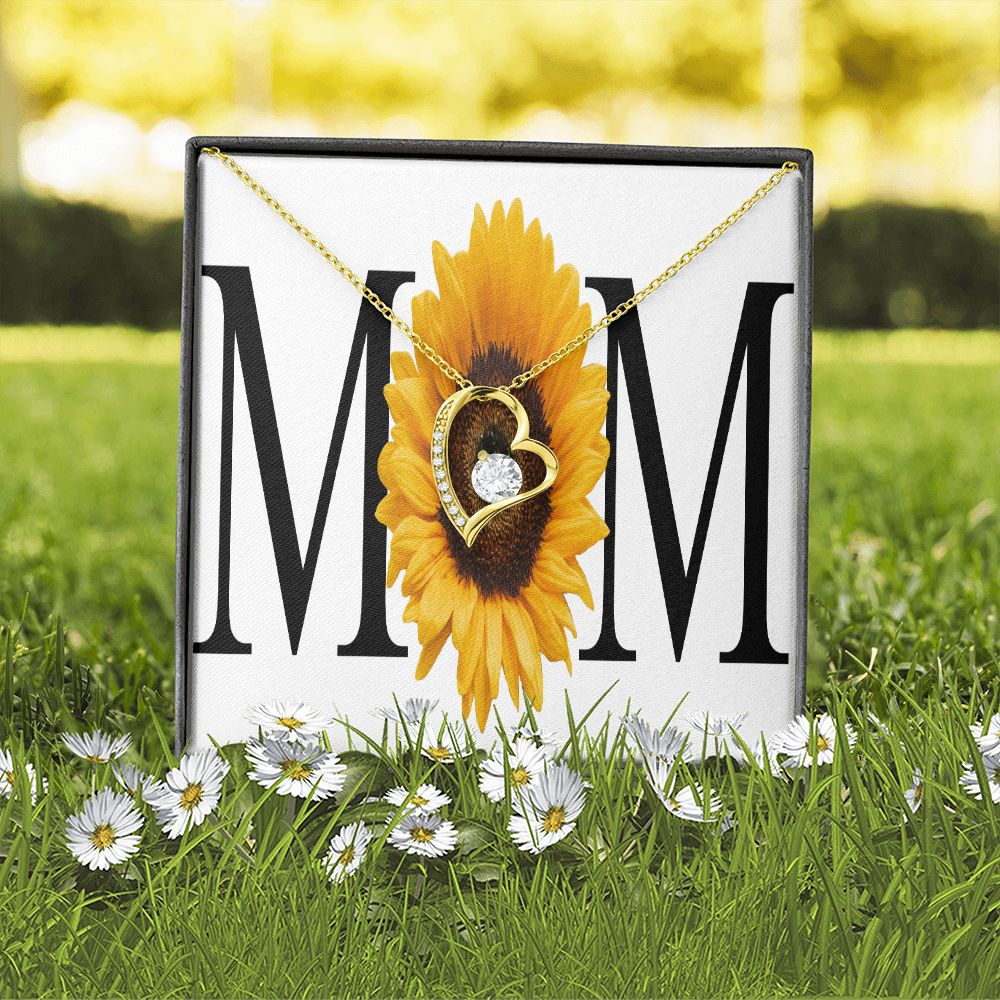 To Mom Mom Sunflower Forever Necklace w Message Card-Express Your Love Gifts