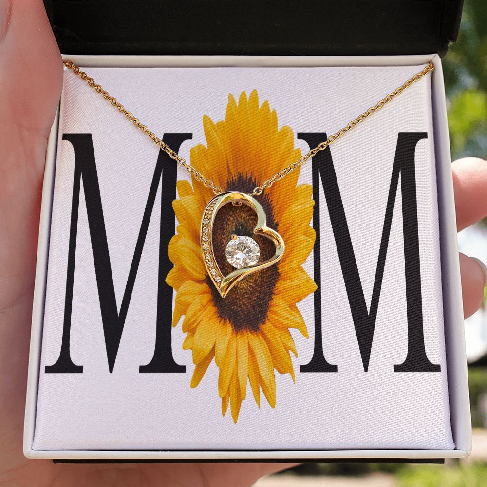 To Mom Mom Sunflower Forever Necklace w Message Card-Express Your Love Gifts