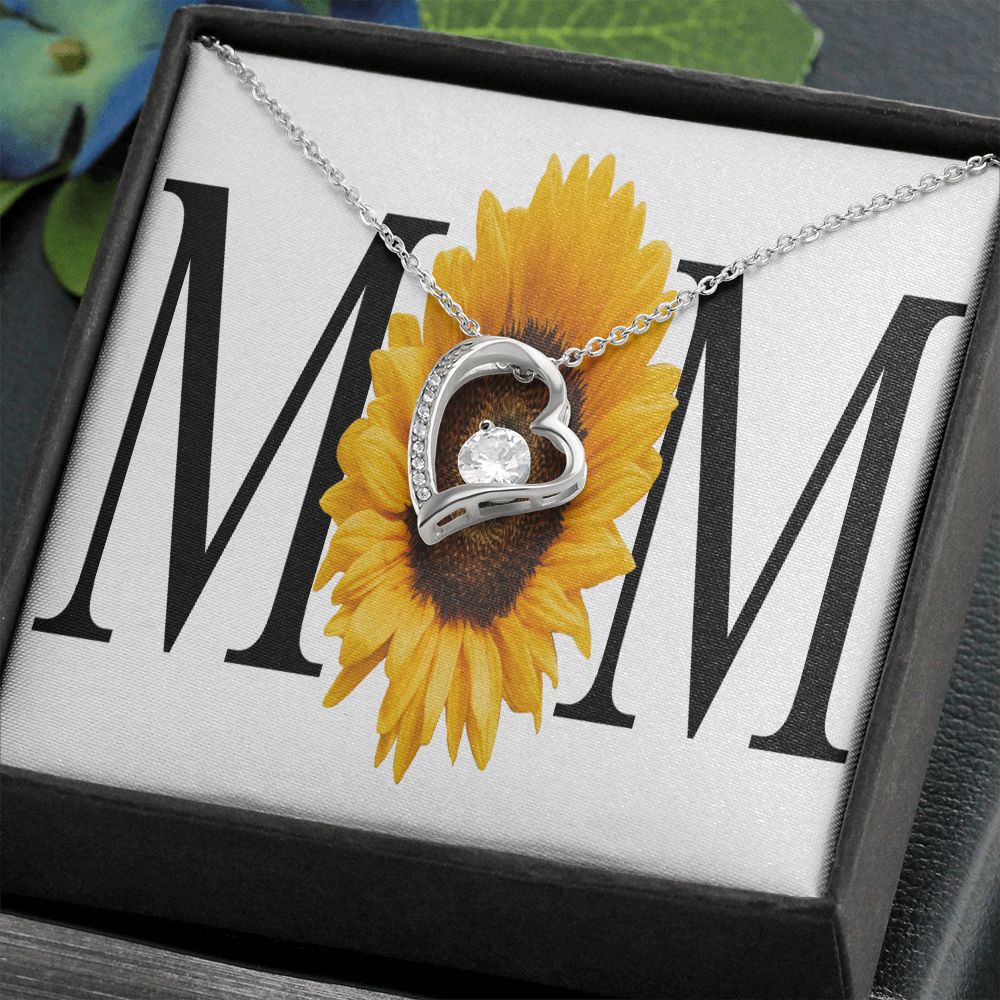 To Mom Mom Sunflower Forever Necklace w Message Card-Express Your Love Gifts