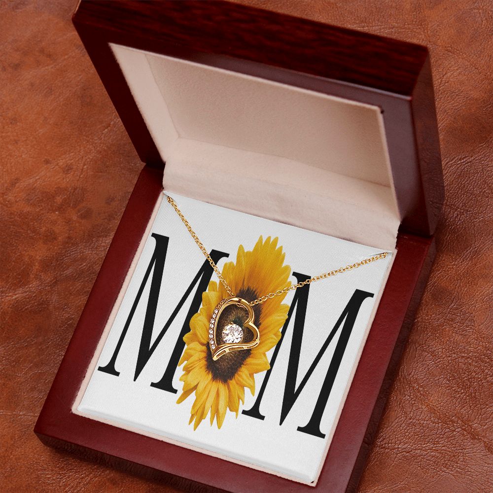 To Mom Mom Sunflower Forever Necklace w Message Card-Express Your Love Gifts