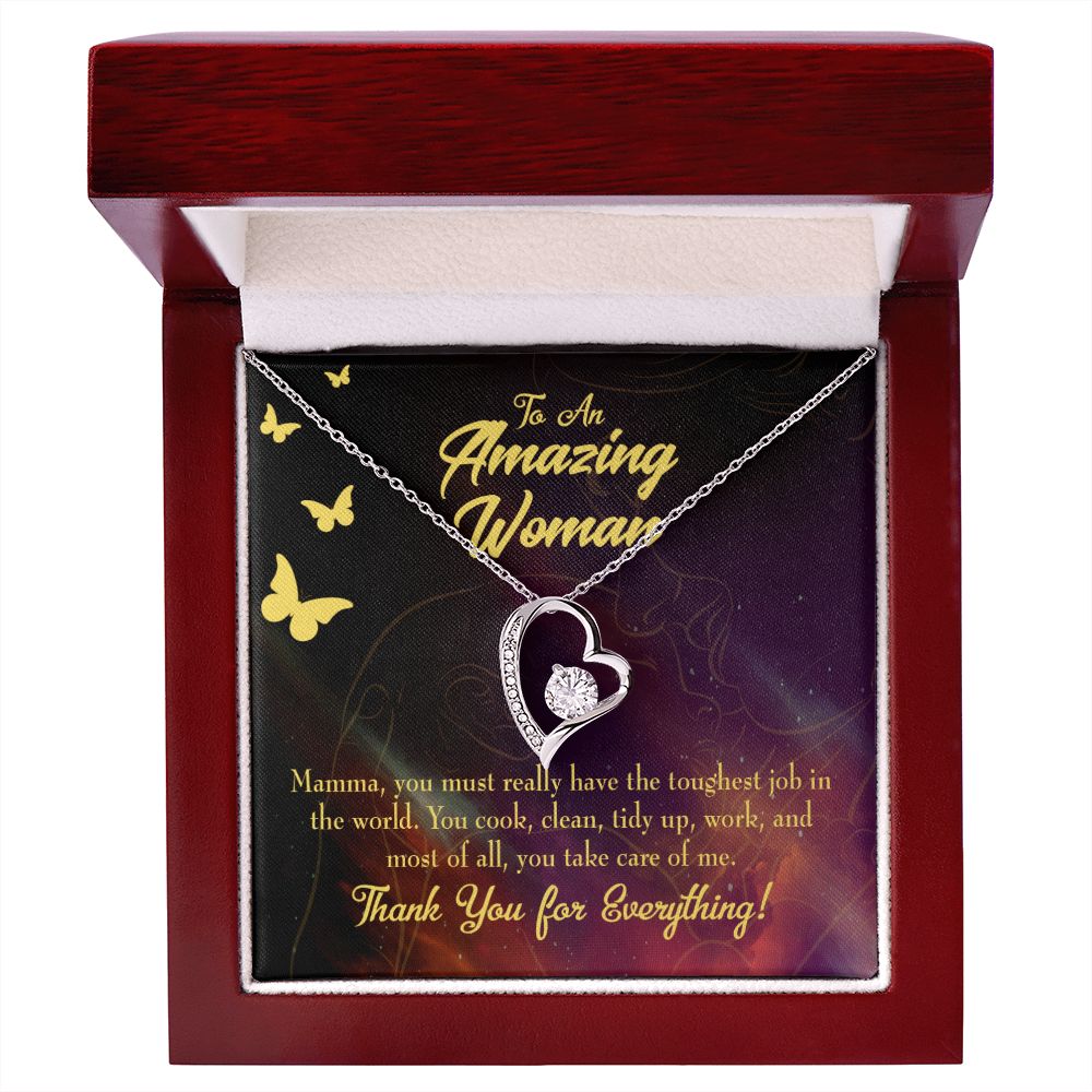 To Mom Mom Tough Job Forever Necklace w Message Card-Express Your Love Gifts