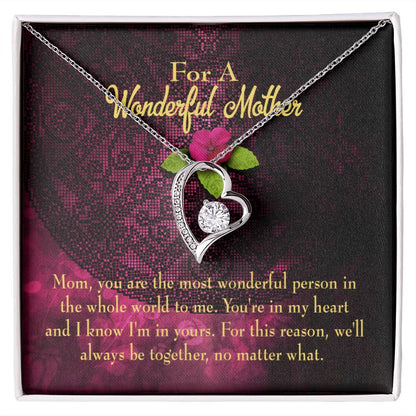 To Mom Most Wonderful Mother Forever Necklace w Message Card-Express Your Love Gifts