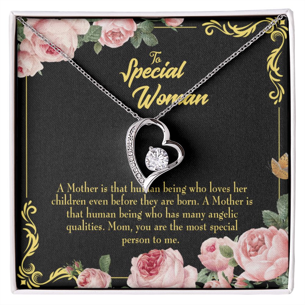 To Mom Mother is Human Forever Necklace w Message Card-Express Your Love Gifts
