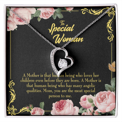 To Mom Mother is Human Forever Necklace w Message Card-Express Your Love Gifts