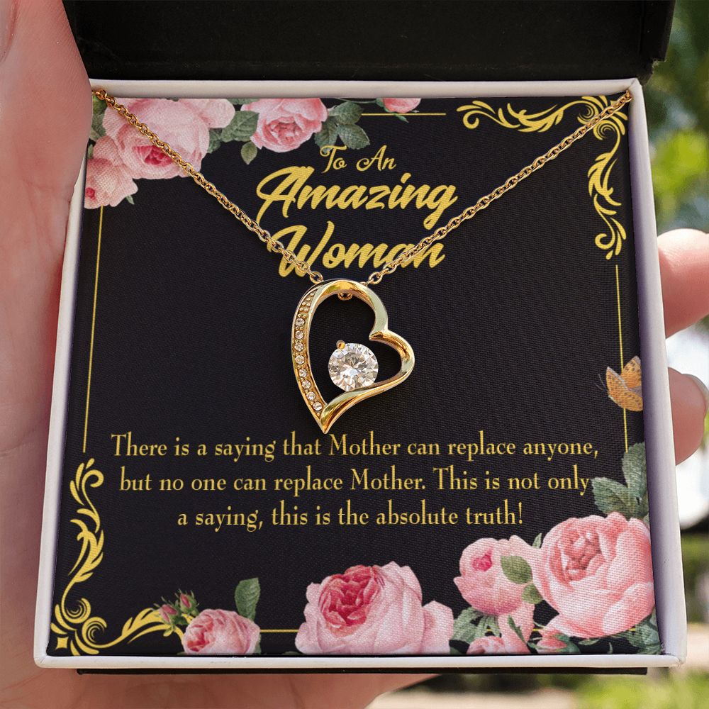 To Mom Mother is Irreplaceable Forever Necklace w Message Card-Express Your Love Gifts