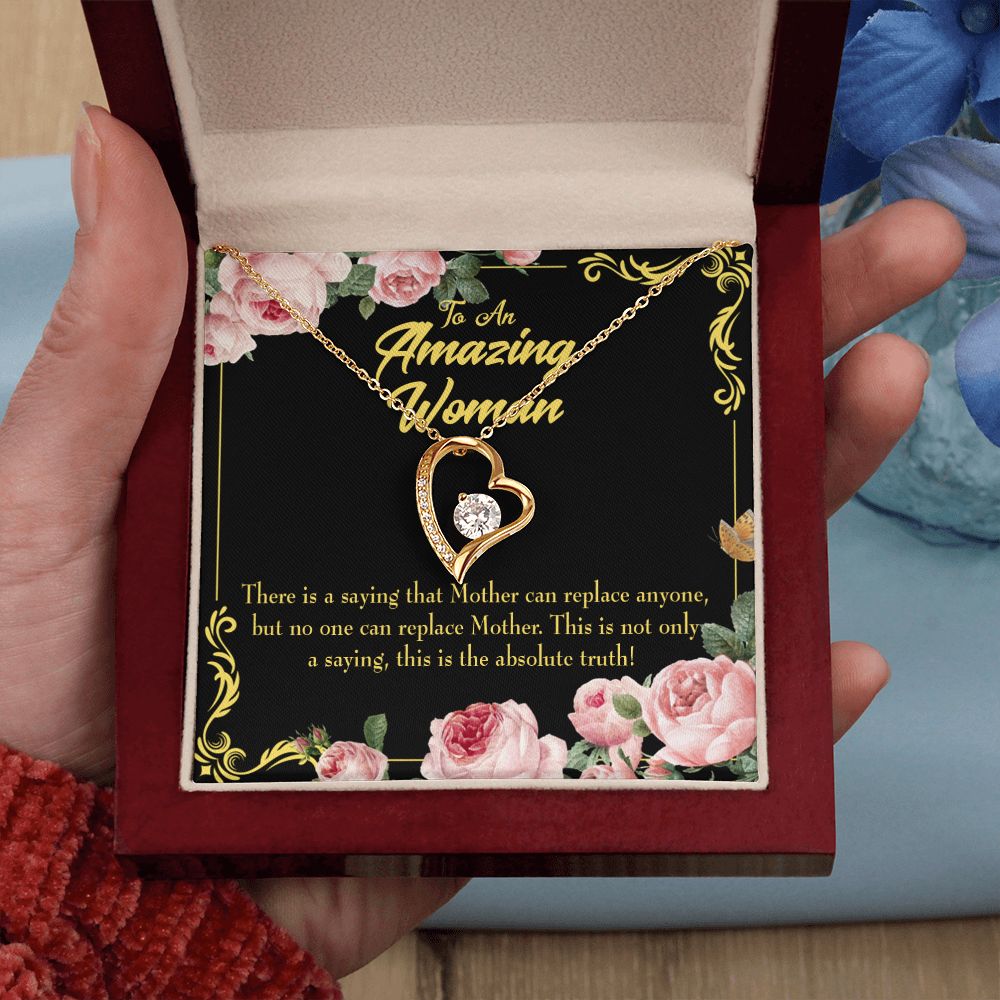 To Mom Mother is Irreplaceable Forever Necklace w Message Card-Express Your Love Gifts