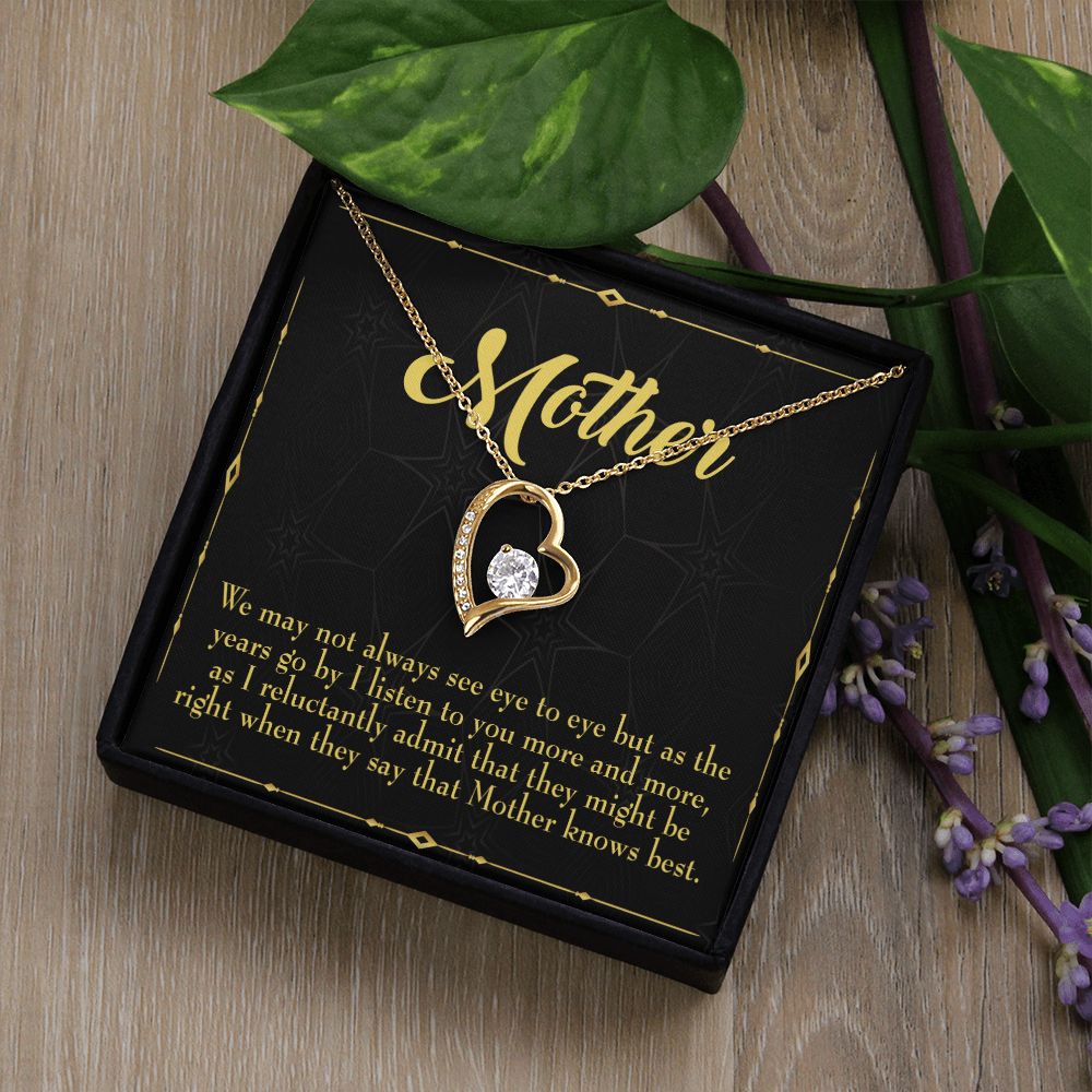 To Mom Mother Knows Best Forever Necklace w Message Card-Express Your Love Gifts