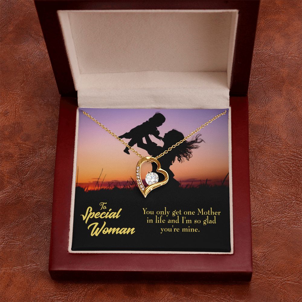 To Mom Only One Mother Forever Necklace w Message Card-Express Your Love Gifts