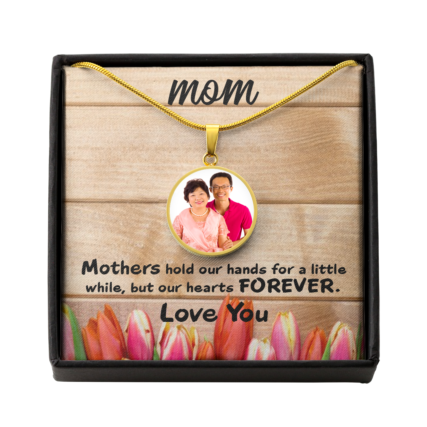 To Mom Personalized Mother Necklace Mom I Love You Message Circle Pendant Stainless Steel or 18k Gold 18-22"-Express Your Love Gifts