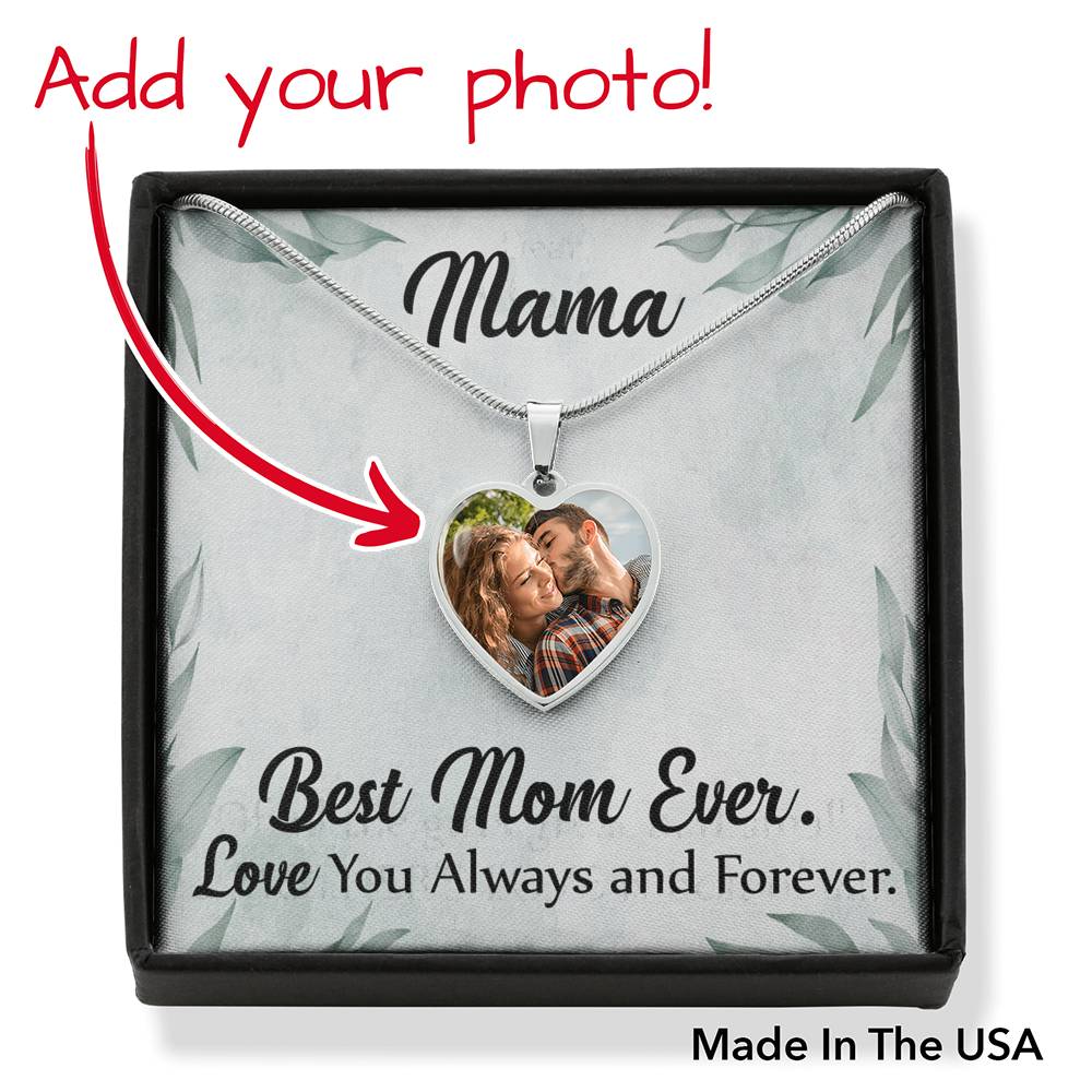 To Mom Personalized Necklace Best Mom Ever Message Heart Pendant Stainless Steel or 18k Gold 18-22"-Express Your Love Gifts