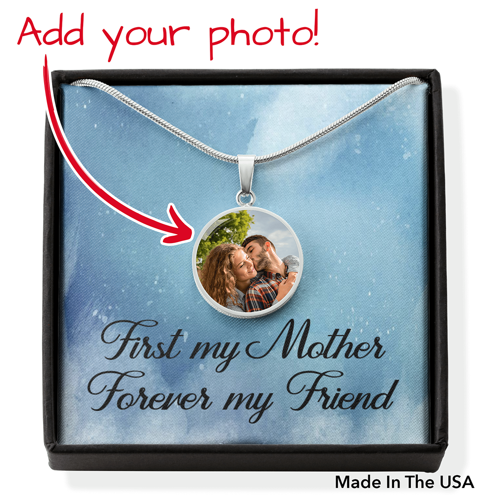 To Mom Personalized Necklace Mom Forever My Friend Message Circle Pendant Stainless Steel or 18k Gold 18-22"-Express Your Love Gifts