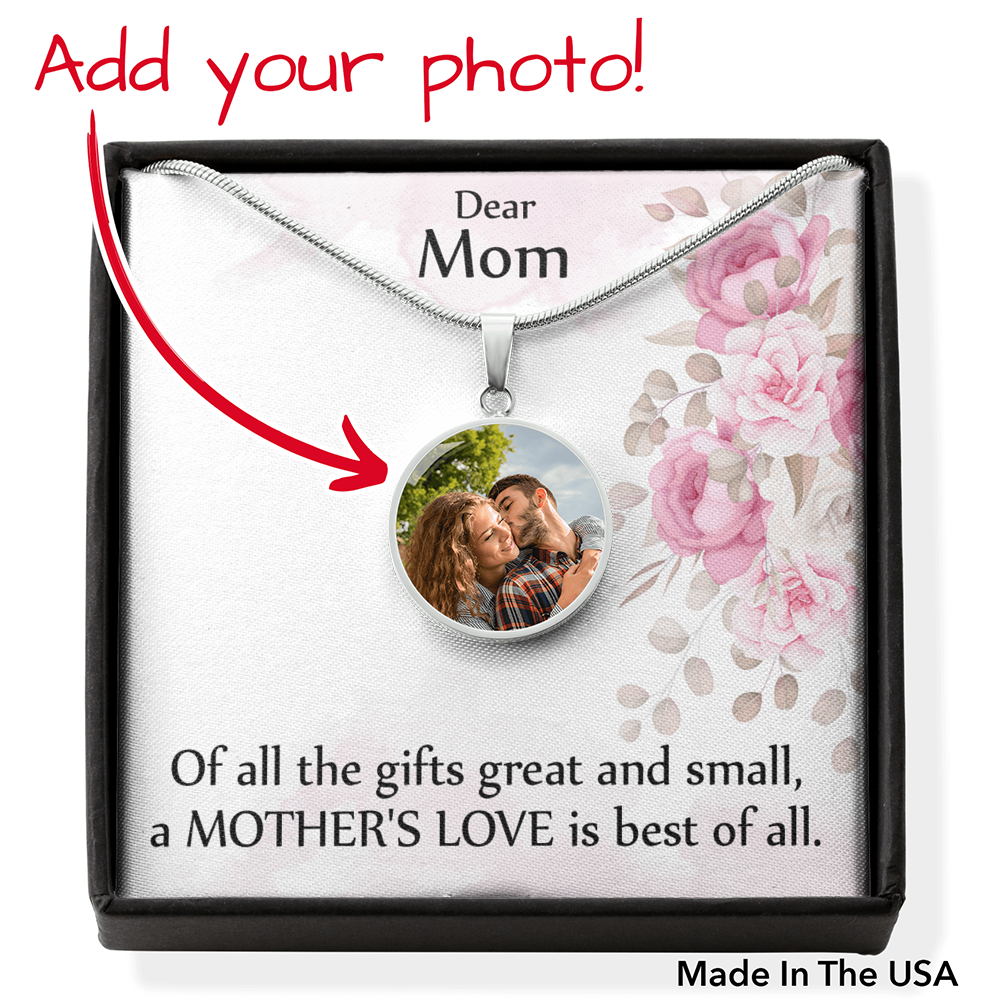 To Mom Personalized Necklace Mother's Love Message Circle Pendant Stainless Steel or 18k Gold 18-22"-Express Your Love Gifts