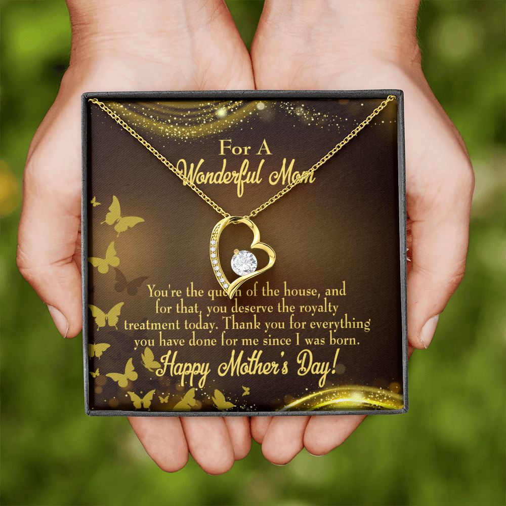 To Mom Queen of House Forever Necklace w Message Card-Express Your Love Gifts
