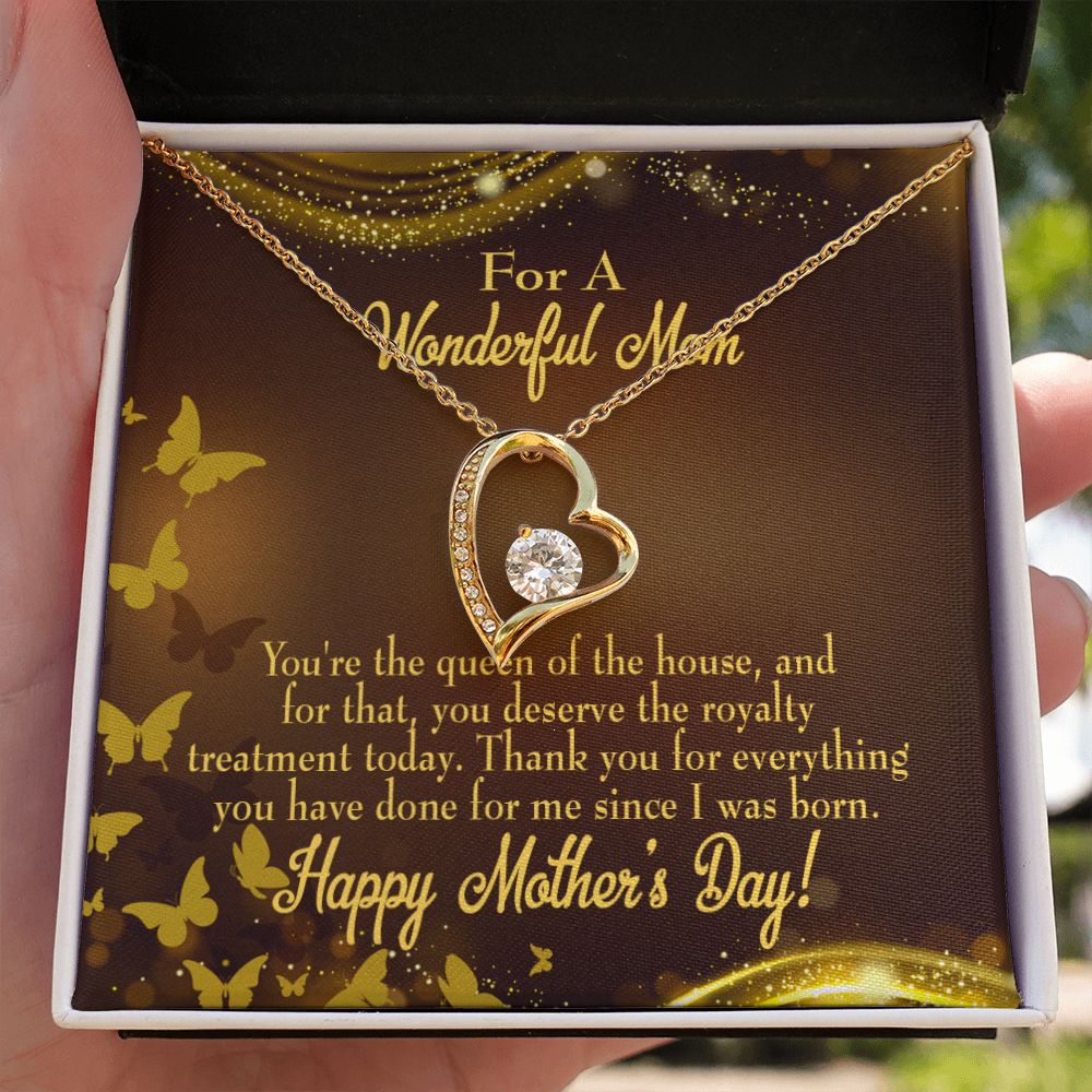 To Mom Queen of House Forever Necklace w Message Card-Express Your Love Gifts