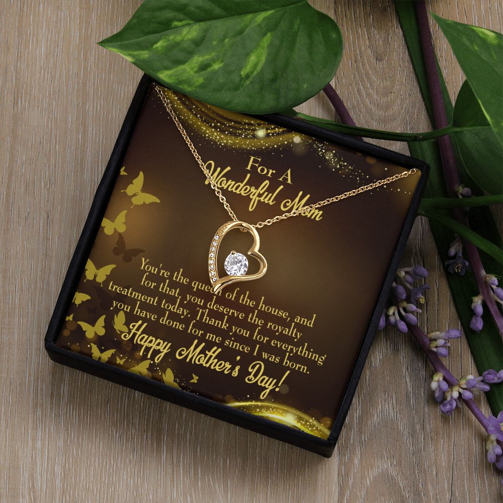 To Mom Queen of House Forever Necklace w Message Card-Express Your Love Gifts